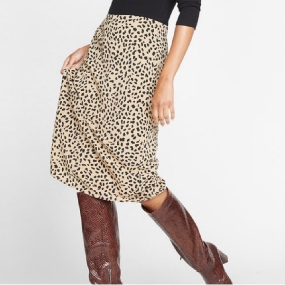 5 SANCTUARY Everyday Midi Skirt SZ XL Animal Print Pull-On Slip Skirt MSRP $75